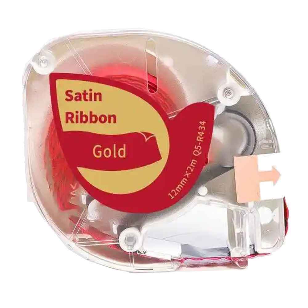 מדבקה בד סאטן זהב על רקע אדום 12X2 למדפסת AIMO P12: colors-il.com