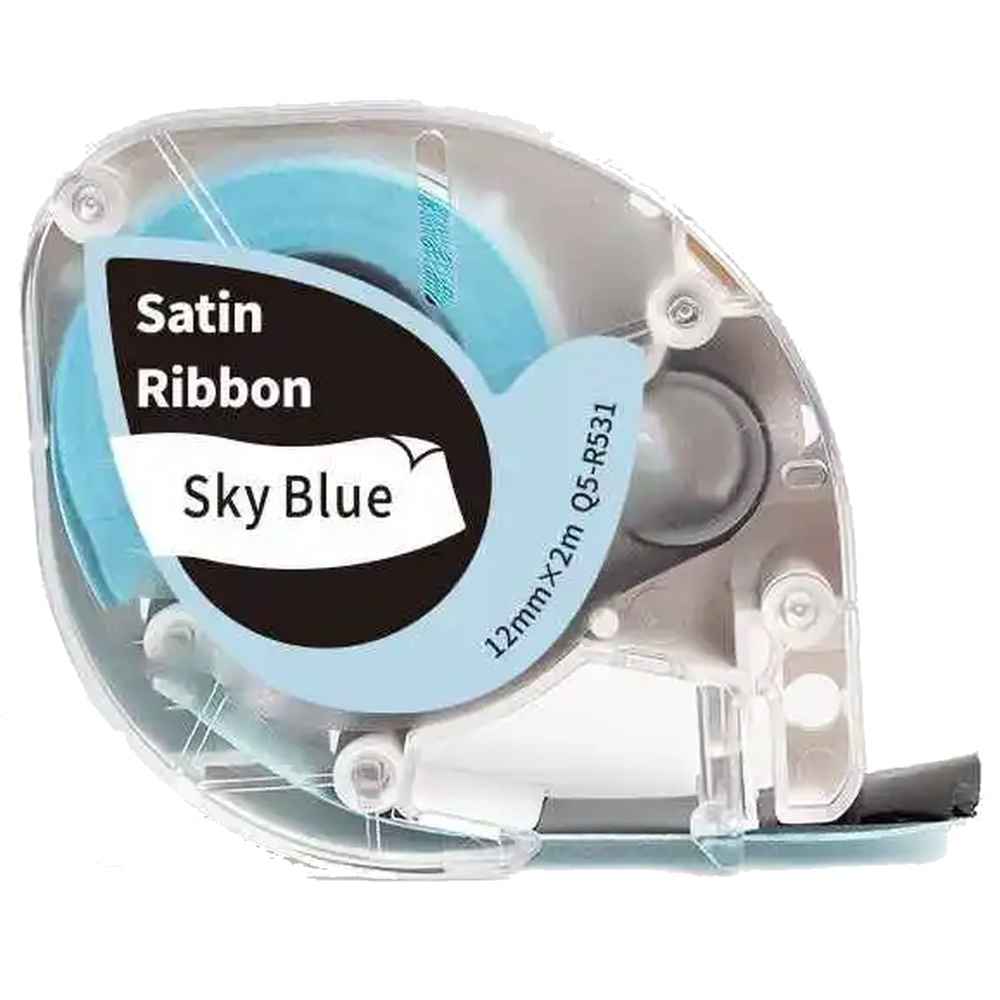 מדבקה בד סאטן שחור על רקע תכלת 12X2 למדפסת AIMO P12 : colors-il.com