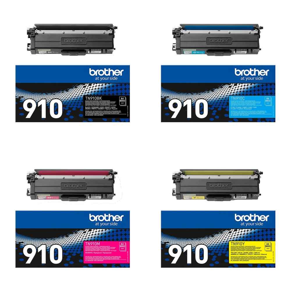 טונר צבעוני ושחור Brother TN-910C סט 4 יחידות מקורי | colors-il.com