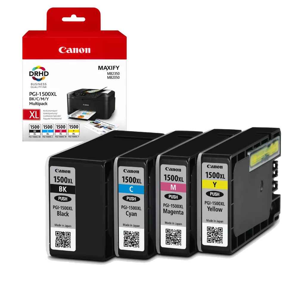 דיו צבעוני ושחור Canon PGI-1500XL סט 4 יחידות מקורי | colors-il.com