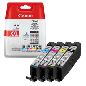 דיו צבעוני ושחור Canon CLI-581XXL B/C/M/Y סט 4 יחידות מקורי | colors-il.com
