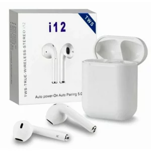 אוזניות אלחוט בלוטות לבן TWS I12| colors-il.com