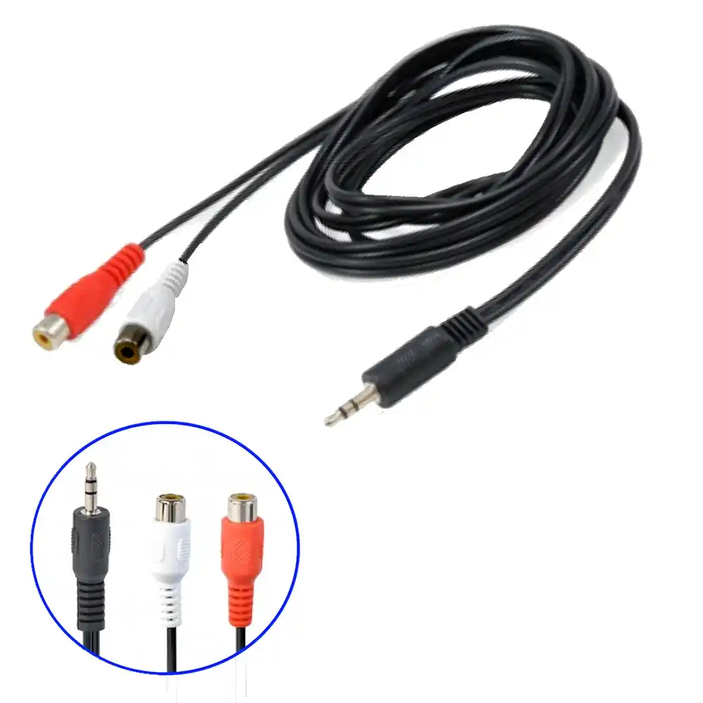 כבל מתאם אודיו 3.5 מ"מ ל- 2*RCA סה"כ 1.5 מ' ז-ננ | colors-il.com