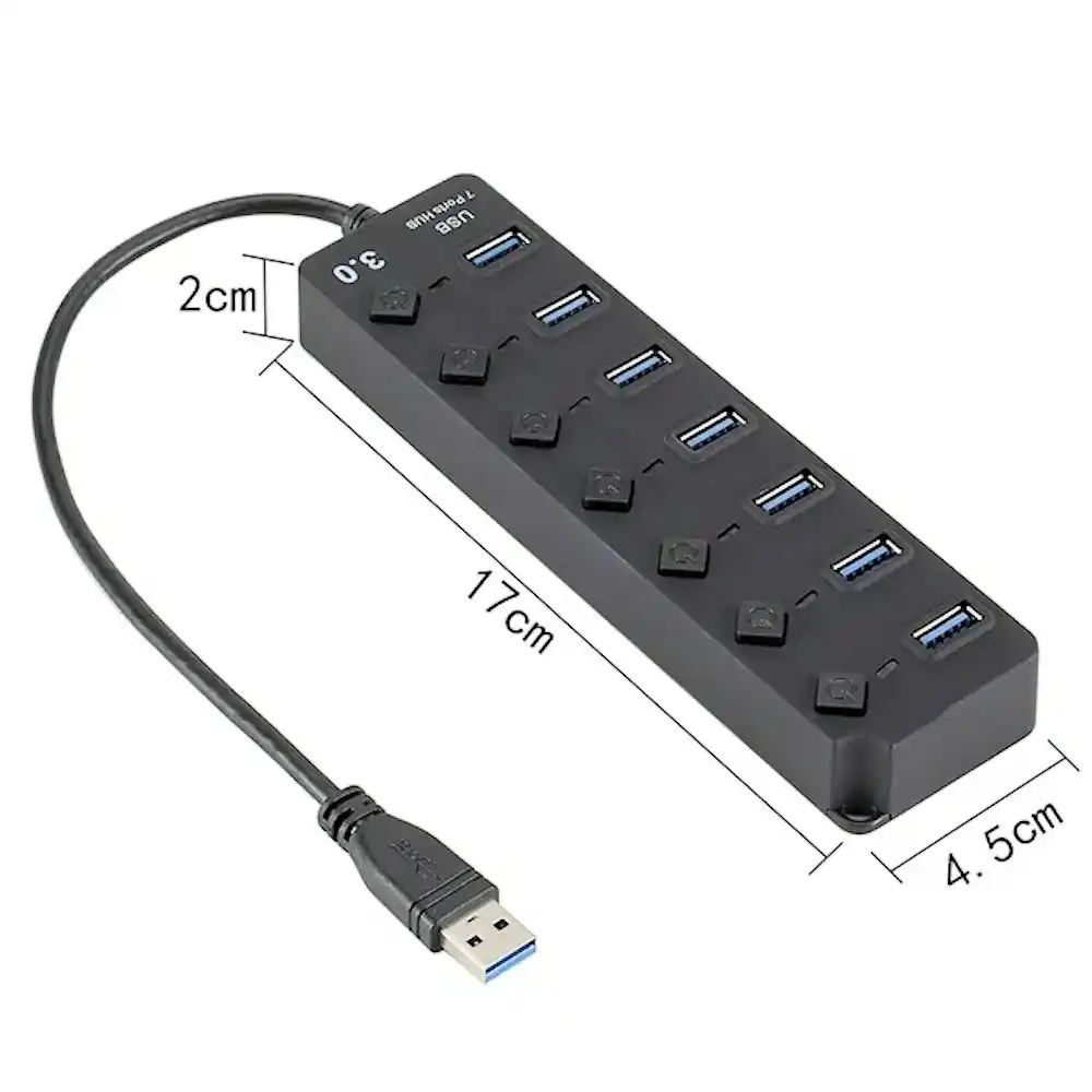 מפצל USB 3.0 ל-7 יציאות עם מתגים colors-il.com
