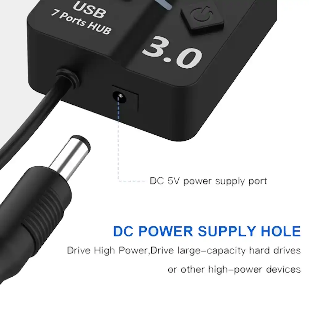 מפצל USB 3.0 ל-7 יציאות עם מתגים colors-il.com