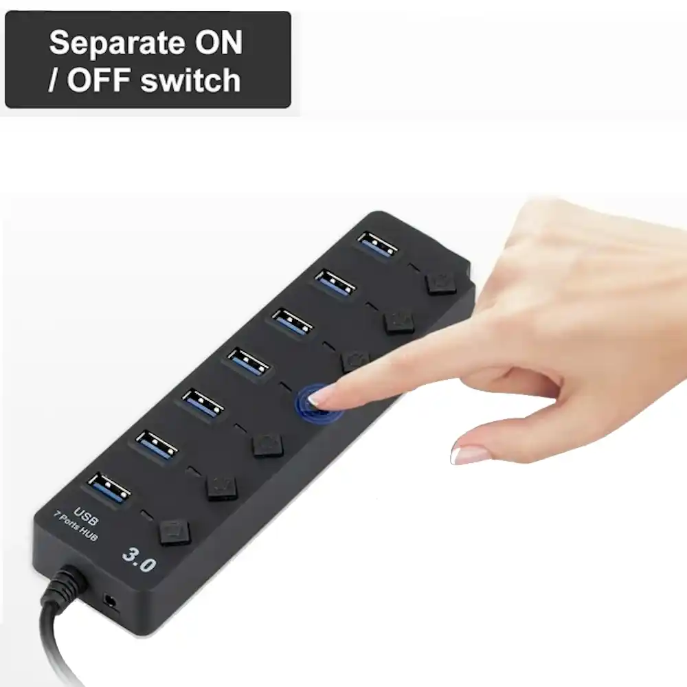 מפצל USB 3.0 ל-7 יציאות עם מתגים colors-il.com