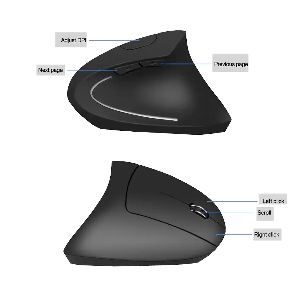 עכבר אלחוטי בלוטות ארגונומי אנכי שחור | colors-il.com