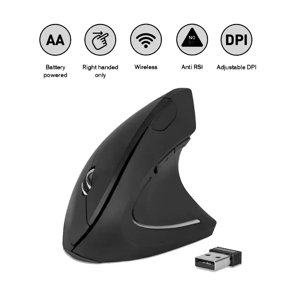 עכבר אלחוטי בלוטות ארגונומי אנכי שחור | colors-il.com