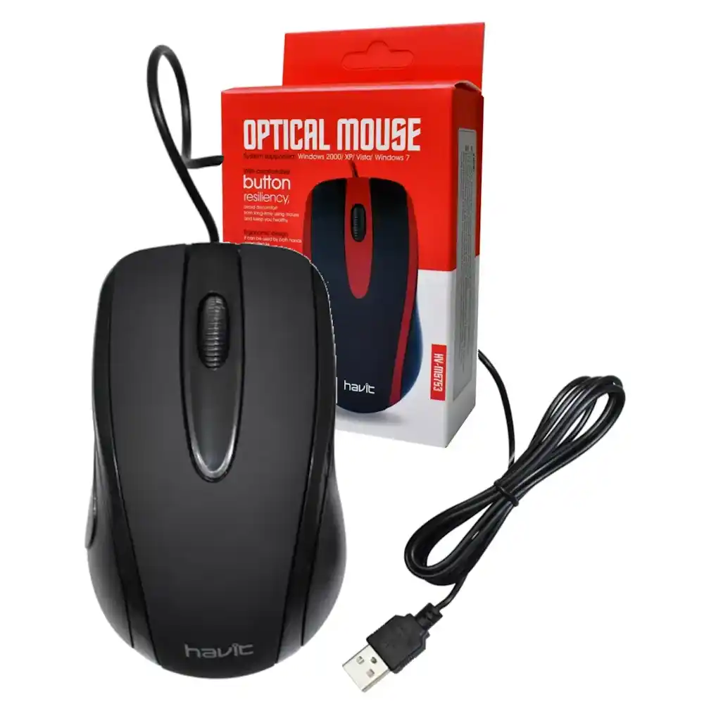 עכבר חוטי שחור/כחול HAVIT MS753 mouse | colors-il.com