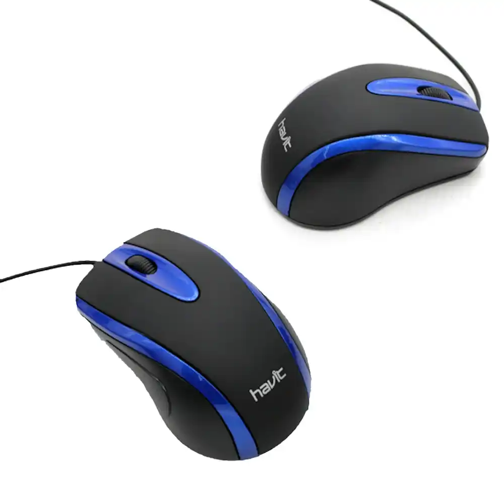 עכבר חוטי שחור/כחול HAVIT MS753 mouse | colors-il.com