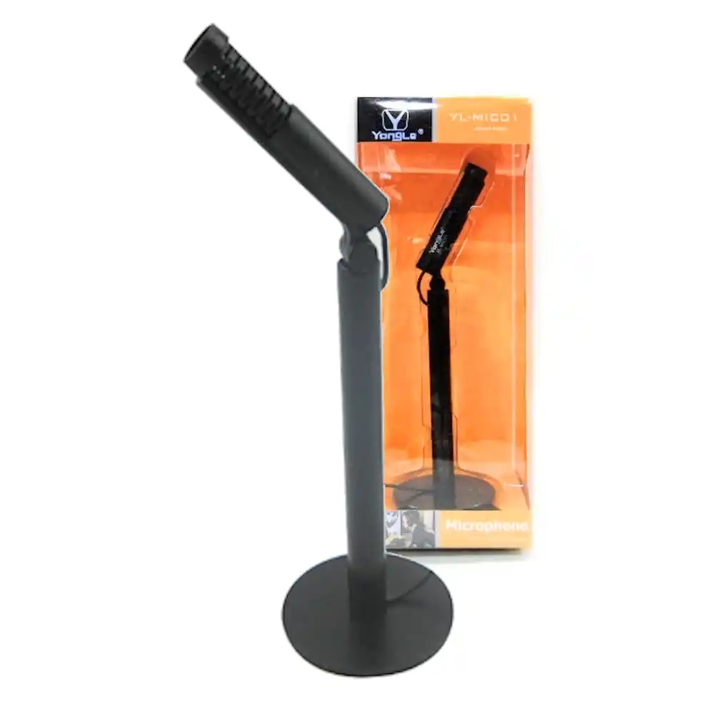 מיקרופון חוטי שולחני סטנד פלסטיק שחור Yongle YL-MIC01 | colors-il.com